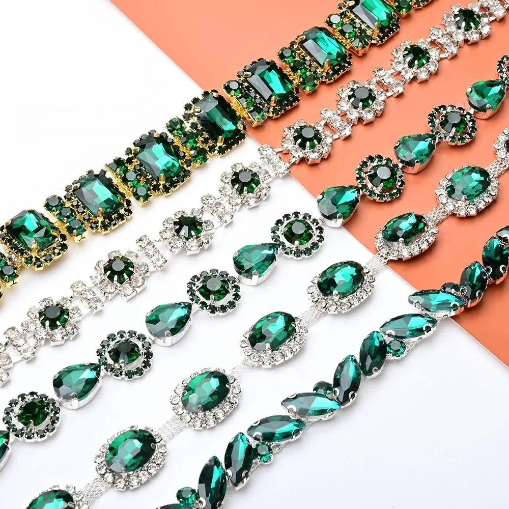 Green styles trim Glass diamond Rhinestone Flower sew on Chain DIY Wedding Belt Apparel applique Shoe Bag Accessories
Green styles trim Glass diamond Rhinestone Flower sew on Chain DIY Wedding Belt Apparel applique Shoe Bag Accessories