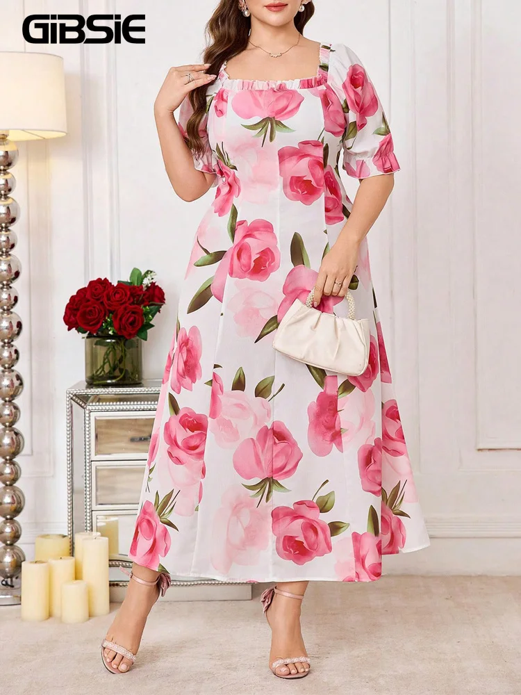 GIBSIE Plus Size Square Neck Floral Print Elegant Long Dress Women Summer Retro Half Sleeve Sweet Vacation Party A-Line Dresses
GIBSIE Plus Size Square Neck Floral Print Elegant Long Dress Women Summer Retro Half Sleeve Sweet Vacation Party A-Line Dresses