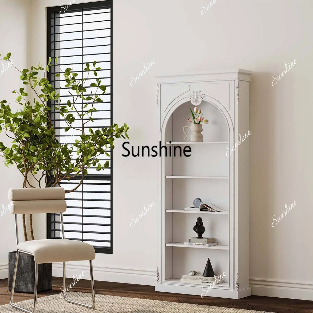 European arched door bookcase living room bedroom shelf French floor decorative cabinet
European arched door bookcase living room bedroom shelf French floor decorative cabinet