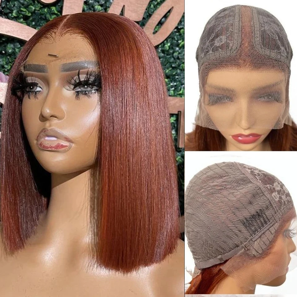 #33 Short Bob Wig Peruvian Straight Lace Front Human Hair Wigs For Women Reddish Brown Lace Part Wig With Baby HairBrown Color
#33 Short Bob Wig Peruvian Straight Lace Front Human Hair Wigs For Women Reddish Brown Lace Part Wig With Baby HairBrown Color