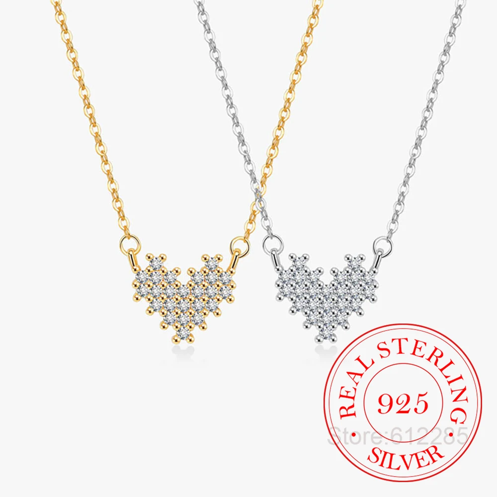 925 Sterling Silver Jewelry Full Crystal Love Heart Necklace Pendant for Women Wedding Party Jewelry For Girls Friends Gift
925 Sterling Silver Jewelry Full Crystal Love Heart Necklace Pendant for Women Wedding Party Jewelry For Girls Friends Gift