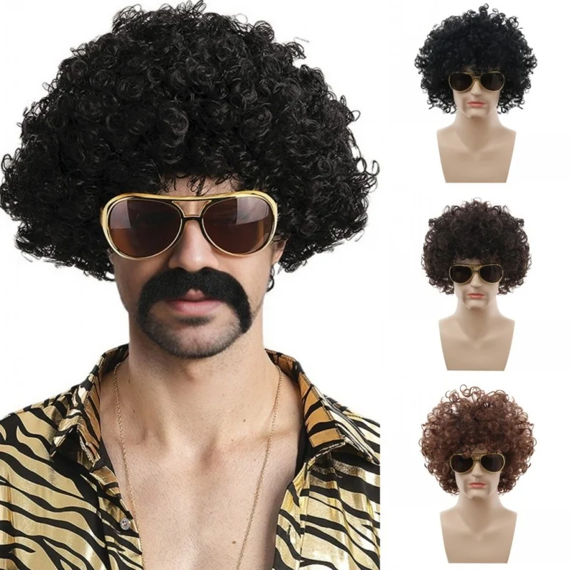 Synthetic Wigs Caps 70s Disco Hippie Rock Punk Afro Synthetic Wigs Curly Hair Mens Women Party Halloween Cosplay Hair Headcover
Synthetic Wigs Caps 70s Disco Hippie Rock Punk Afro Synthetic Wigs Curly Hair Mens Women Party Halloween Cosplay Hair Headcover