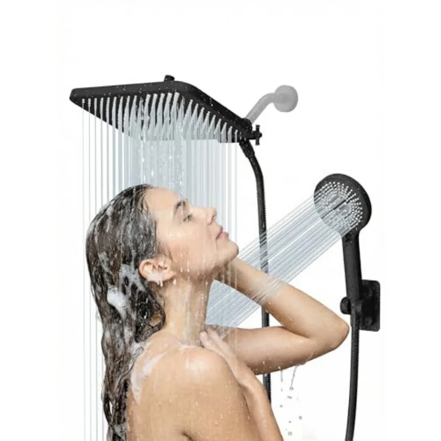 Shower Head, 8'' High Pressure Rainfall/Handheld Shower Combo with Extension Arm, Anti-leak Shower Head with Holder, Height/Ang
Shower Head, 8'' High Pressure Rainfall/Handheld Shower Combo with Extension Arm, Anti-leak Shower Head with Holder, Height/Ang