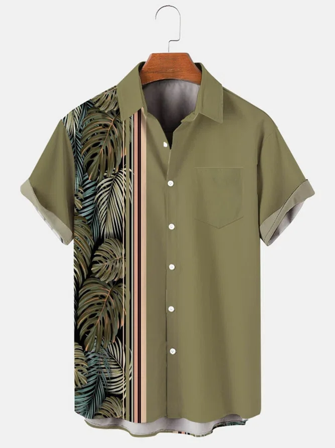 New Hawaiian Men Shirts Leaves Print Splicing Design Jungle Style Summer Casual Green Shirts Shorts Sleeve for Men
New Hawaiian Men Shirts Leaves Print Splicing Design Jungle Style Summer Casual Green Shirts Shorts Sleeve for Men