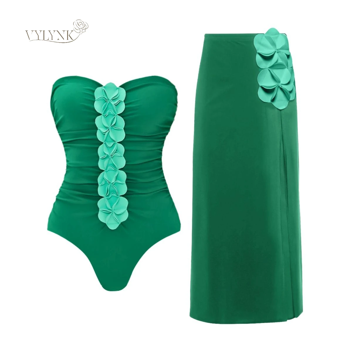 VYLYNK 2025 Women's Swimwear 3D Floral Bandeau One-Piece Swimsuit Green with Wrap Skirt Sexy Bathing Suits Vocation Beachwear
VYLYNK 2025 Women's Swimwear 3D Floral Bandeau One-Piece Swimsuit Green with Wrap Skirt Sexy Bathing Suits Vocation Beachwear