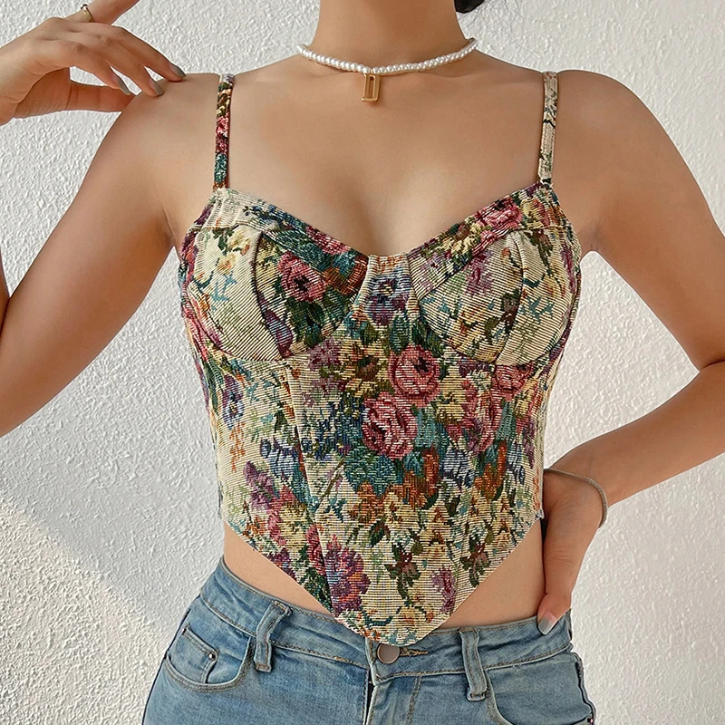 Y2k Women Elegant Designer French Vintage Print Halter Tops Chic Bandage Floral Corset Shirts Sexy Style Party Club Ladies Top
Y2k Women Elegant Designer French Vintage Print Halter Tops Chic Bandage Floral Corset Shirts Sexy Style Party Club Ladies Top