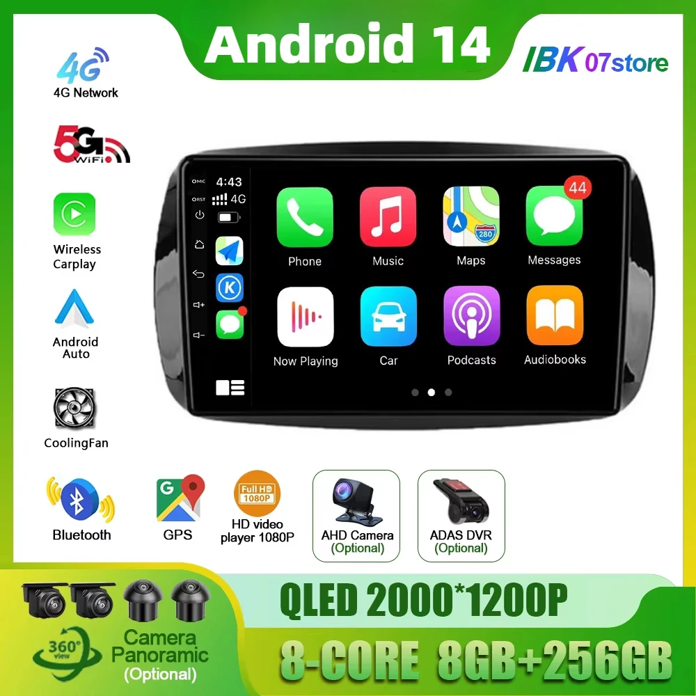 Android 14 For Mercedes Benz Smart Fortwo 3 C453 A453 W453 2014-2020 Radio Multimedia Navigation BT Carplay Touch Screen Stereo
Android 14 For Mercedes Benz Smart Fortwo 3 C453 A453 W453 2014-2020 Radio Multimedia Navigation BT Carplay Touch Screen Stereo