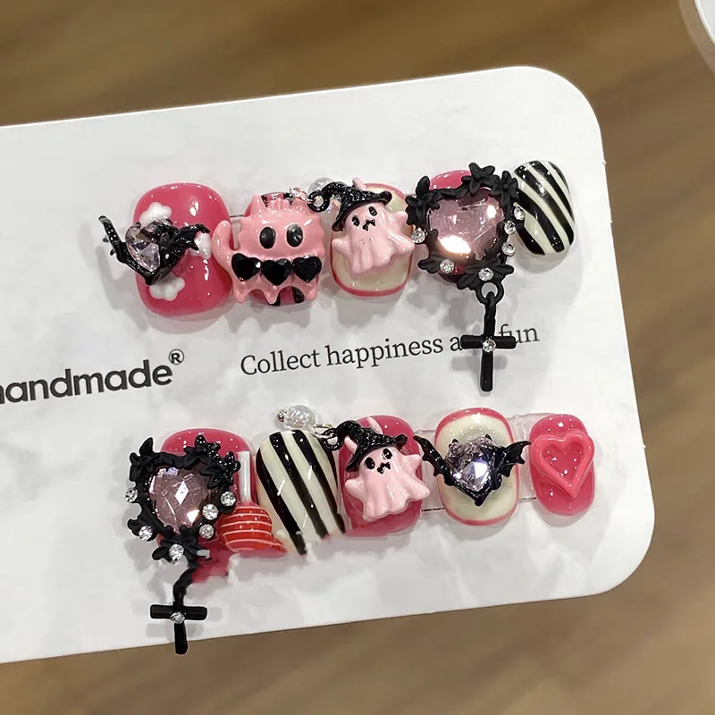 Милый Хэллоуин Пресс на ногти Розовый Химерный Призрачный Дизайн Ногти для Девочек Носимые Короткие 10 ШТ. Накладные ногти Съемные Многоразовые 
Милый Хэллоуин Пресс на ногти Розовый Химерный Призрачный Дизайн Ногти для Девочек Носимые Короткие 10 ШТ. Накладные ногти Съемные Многоразовые