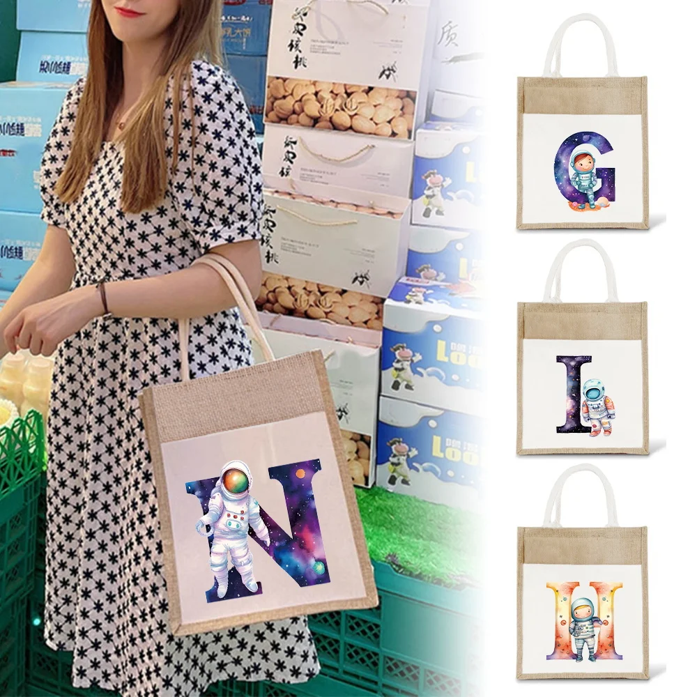 Astronaut Letter Printing Pattern Linen Shoulder Bag Hemp Bag Designer Handbag Jute Imitates Linen Bags Women's Shopping Bag
Astronaut Letter Printing Pattern Linen Shoulder Bag Hemp Bag Designer Handbag Jute Imitates Linen Bags Women's Shopping Bag