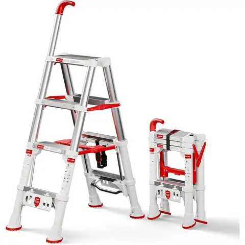 Teleskop-Verlängerungsleiter, 3,5 Fuß klappbarer Tritthocker mit Sicherheitsschloss, faltbare Aluminiumleiter, robuste 4-Stufen-Leiter 600 l