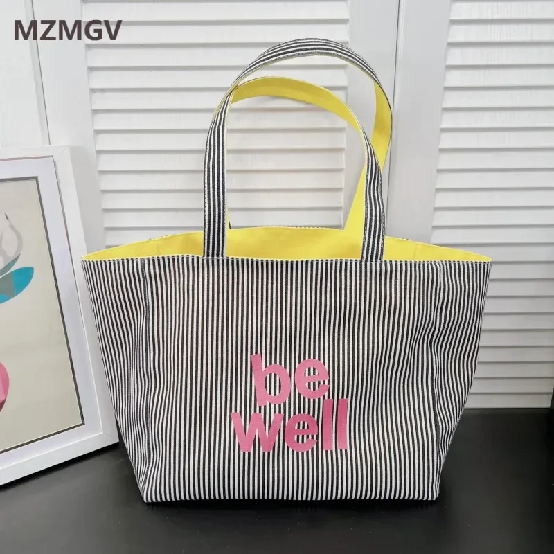 Large Capacity Double-sided Reversible Striped Canvas Tote Bag Casual Letter Pattern Design Ideal for Students and Commuters2025
Large Capacity Double-sided Reversible Striped Canvas Tote Bag Casual Letter Pattern Design Ideal for Students and Commuters2025