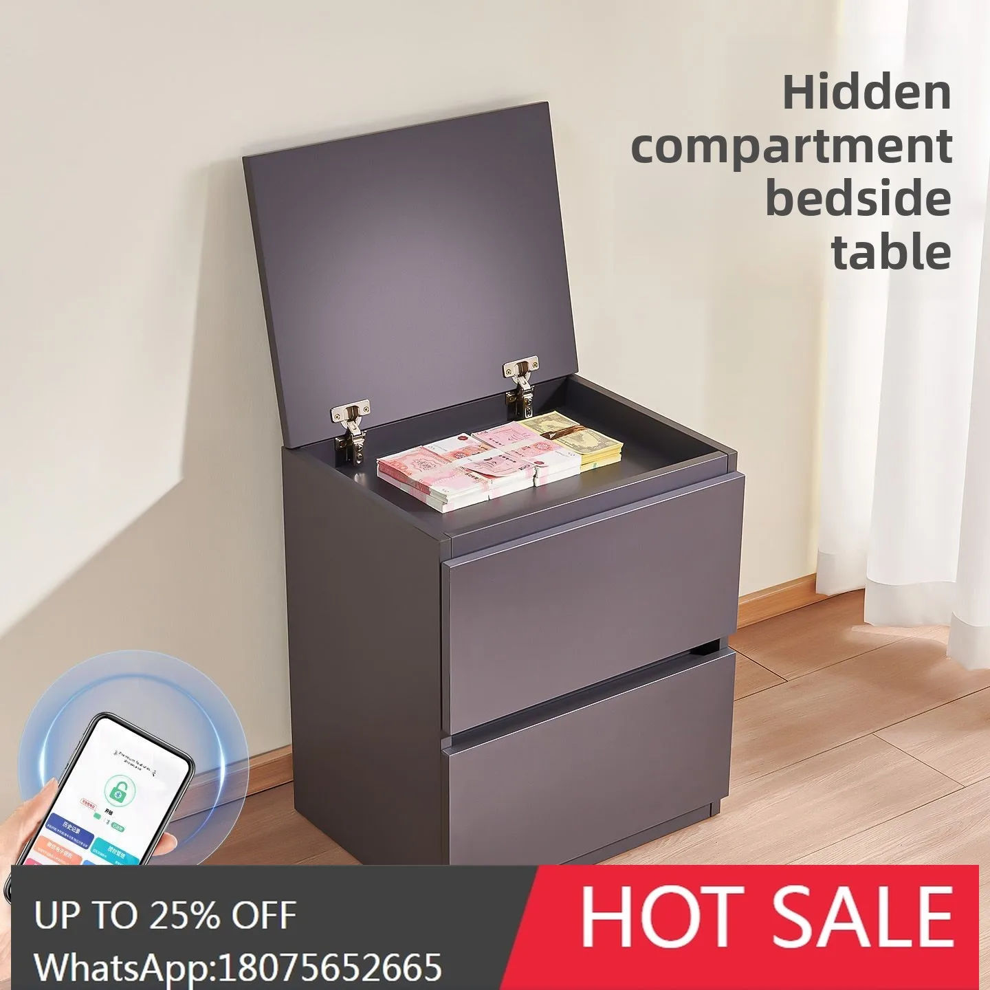 MJY Hidden Grid Bedside Cabinet with Mezzanine, Multifunctional Small Storage Cabinet
MJY Hidden Grid Bedside Cabinet with Mezzanine, Multifunctional Small Storage Cabinet