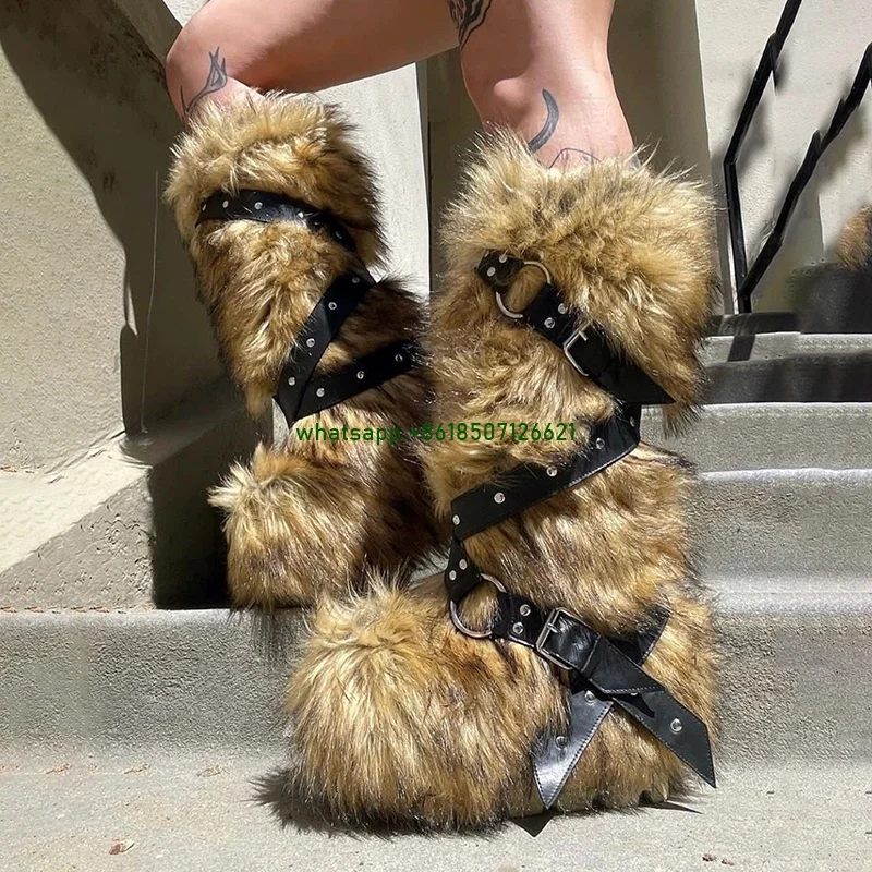 Hot Chick Cross Belt Buckle Thick-Soled Furry Boots For Women New Warm High Boots For Women
Hot Chick Cross Belt Buckle Thick-Soled Furry Boots For Women New Warm High Boots For Women