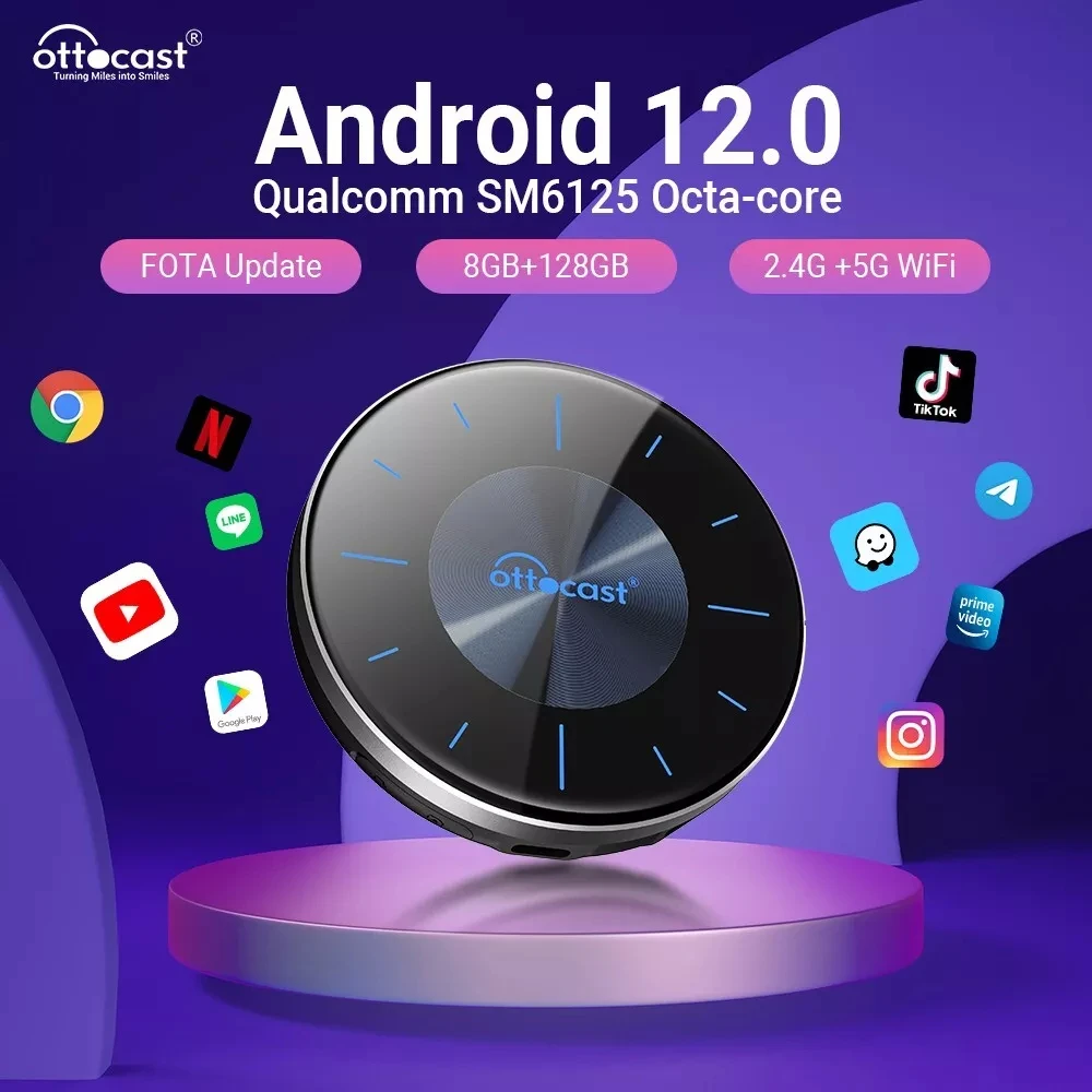 OTTOCAST P3 OttoAibox CarPlay AI Box Wireless Android Auto Smart TV Box Car Accessories for Benz Audi Kia Hyundai VW Toyota
OTTOCAST P3 OttoAibox CarPlay AI Box Wireless Android Auto Smart TV Box Car Accessories for Benz Audi Kia Hyundai VW Toyota