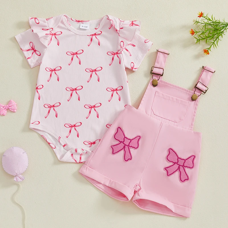 Newborn Baby Girl Clothes Summer Outfit Bow Pattern Ruffled Crew Neck Short Sleeve Romper and Overall Shorts 2 Pcs Set
Newborn Baby Girl Clothes Summer Outfit Bow Pattern Ruffled Crew Neck Short Sleeve Romper and Overall Shorts 2 Pcs Set