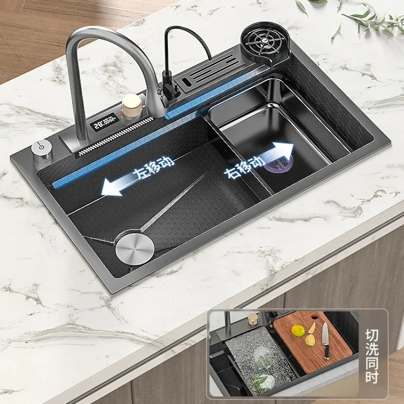 Кухонная мойка из нержавеющей стали 304 с двойным водопадом и одним слотом, встроенный цифровой дисплей, дозатор мыла, мойка чашек
Кухонная мойка из нержавеющей стали 304 с двойным водопадом и одним слотом, встроенный цифровой дисплей, дозатор мыла, мойка чашек