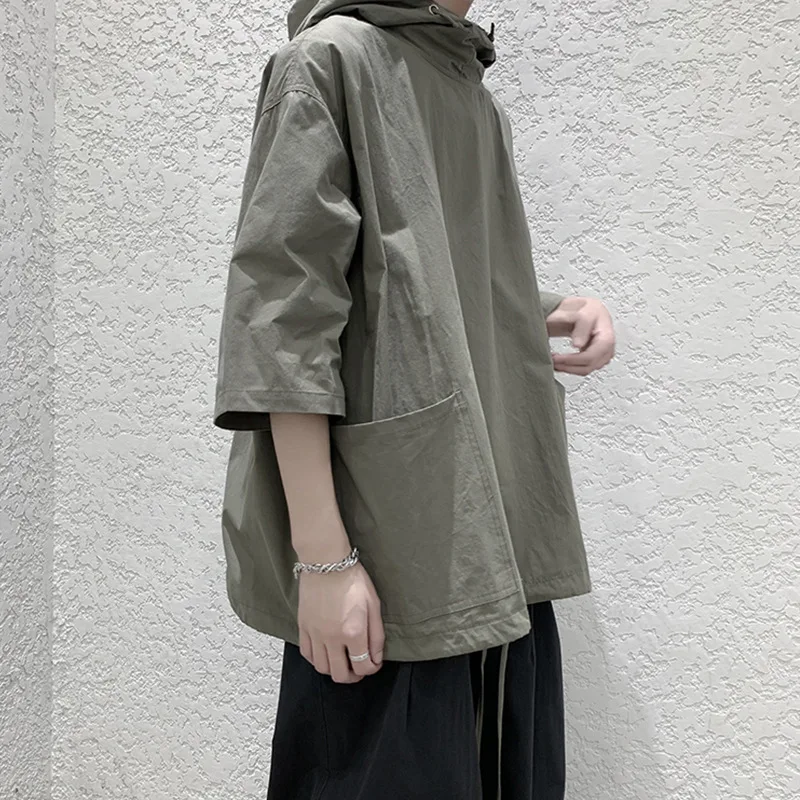 Summer Hooded Short T-Shirt Men's Loose Seven-quarter Sleeve Casual Versatile Half-Sleeve Pullover
Summer Hooded Short T-Shirt Men's Loose Seven-quarter Sleeve Casual Versatile Half-Sleeve Pullover
