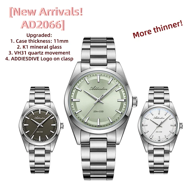 ADDIESDIVE Men's Luxury Watch AD2066 10Bar Waterproof BGW9 Super Luminous Stainless Steel reloj hombre VH31 Quartz Dress Watches
ADDIESDIVE Men's Luxury Watch AD2066 10Bar Waterproof BGW9 Super Luminous Stainless Steel reloj hombre VH31 Quartz Dress Watches