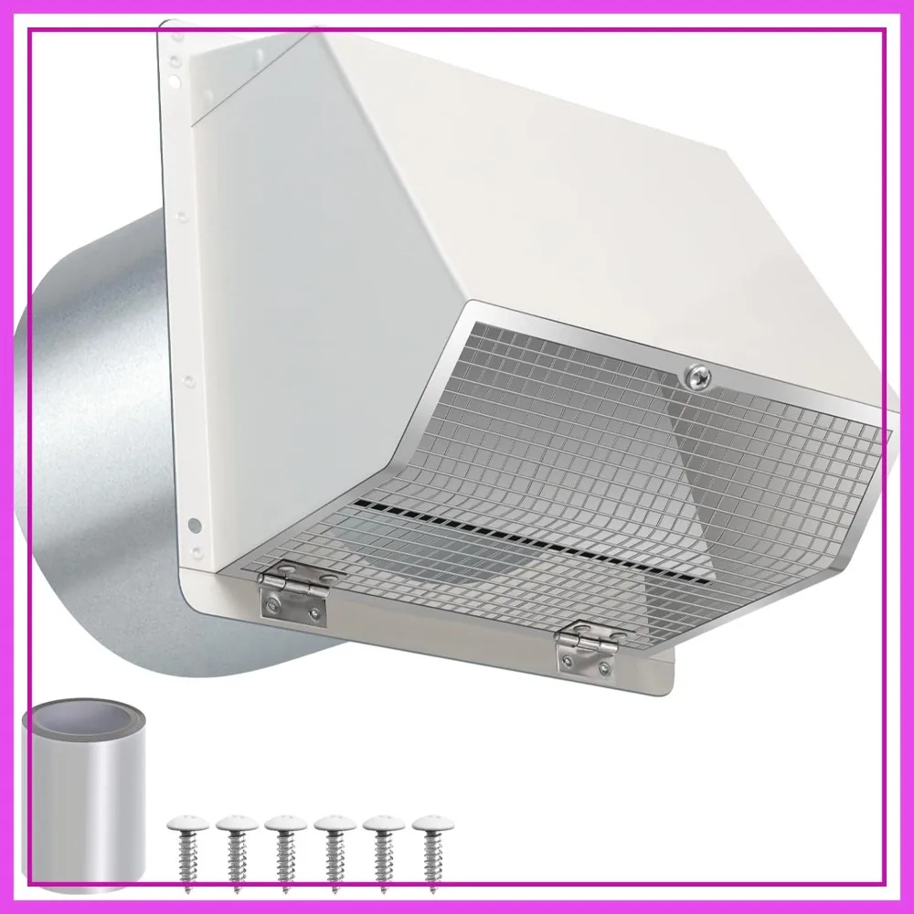 10 Inch Wall Vent with Screen & Damper, Outdoor Exhaust Cover for Kitchen, Dryer, Galvanized Steel, White
10 Inch Wall Vent with Screen & Damper, Outdoor Exhaust Cover for Kitchen, Dryer, Galvanized Steel, White