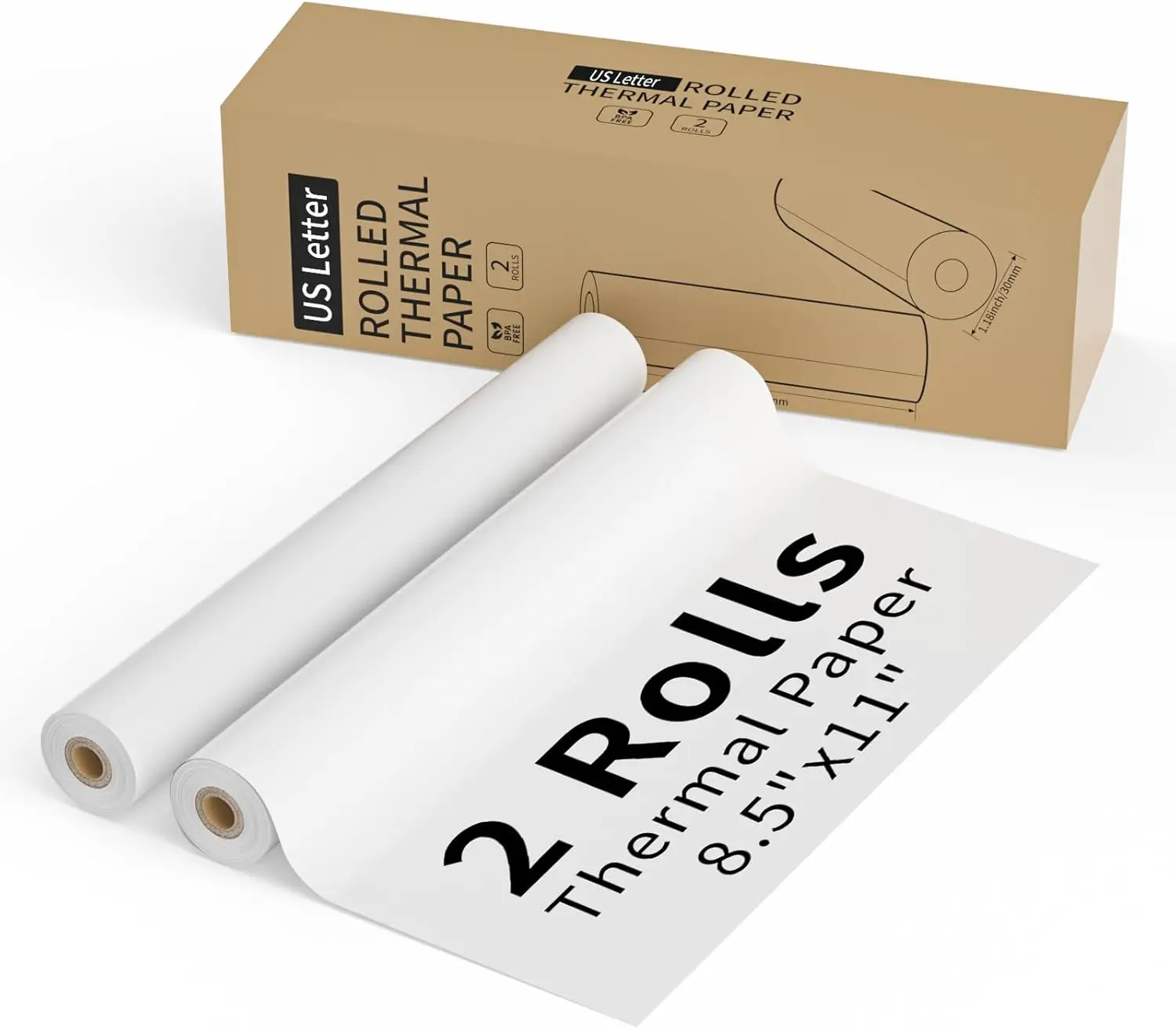 2 Rolls Thermal Printer Paper 8.5x11 US Letter Size BPA-Free Quick-Dry 50 Sheets
2 Rolls Thermal Printer Paper 8.5x11 US Letter Size BPA-Free Quick-Dry 50 Sheets