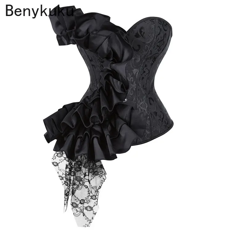 Corset Top Bustier Lingerie Women One Shoulder Renaissance Satin Lace Floral Sexy Costumes Burlesque Black Court Bodysuit
Corset Top Bustier Lingerie Women One Shoulder Renaissance Satin Lace Floral Sexy Costumes Burlesque Black Court Bodysuit