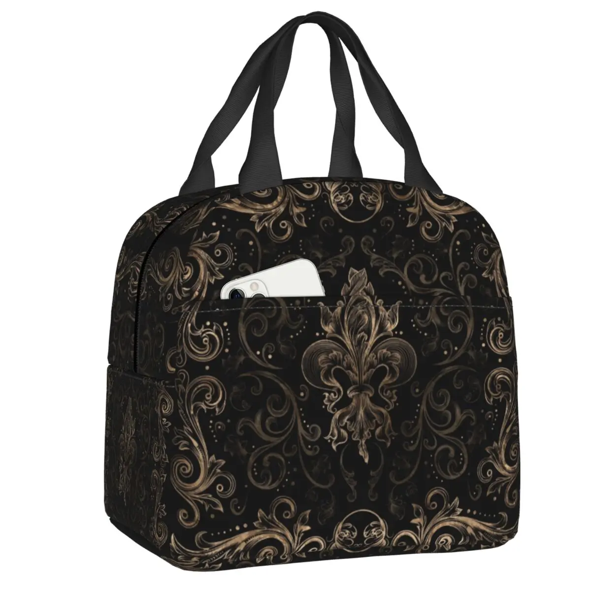 Black Fleur De Lis Insulated Lunch Bag for Women Waterproof Lily Flower Cooler Thermal Bento Box Beach Camping Travel
Black Fleur De Lis Insulated Lunch Bag for Women Waterproof Lily Flower Cooler Thermal Bento Box Beach Camping Travel