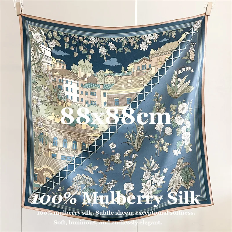 100% Pure Mulberry Silk Scarf 88cm Square Silk Twill Scarf Women Elegant Vintage Print Head Scarf Hijab Hair Bandana Neckerchief
100% Pure Mulberry Silk Scarf 88cm Square Silk Twill Scarf Women Elegant Vintage Print Head Scarf Hijab Hair Bandana Neckerchief