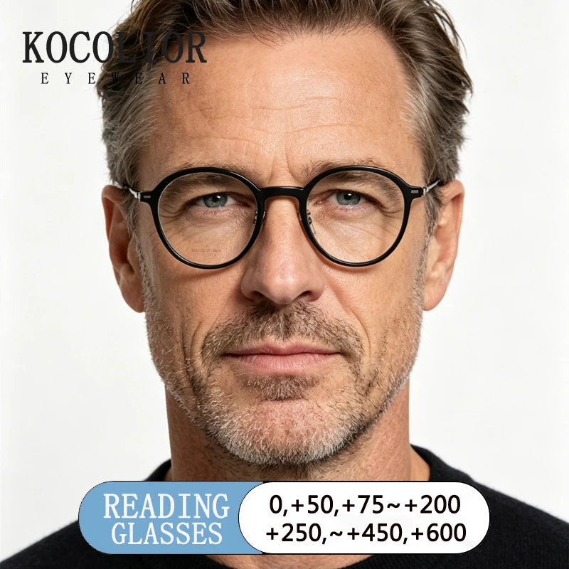 KOCOLIOR New Brand Design Titanium Alloy Reading Glasses Men Women Vintage Round Frame Glasses Anti Blue Ray Diopter 0 to +6.0
KOCOLIOR New Brand Design Titanium Alloy Reading Glasses Men Women Vintage Round Frame Glasses Anti Blue Ray Diopter 0 to +6.0