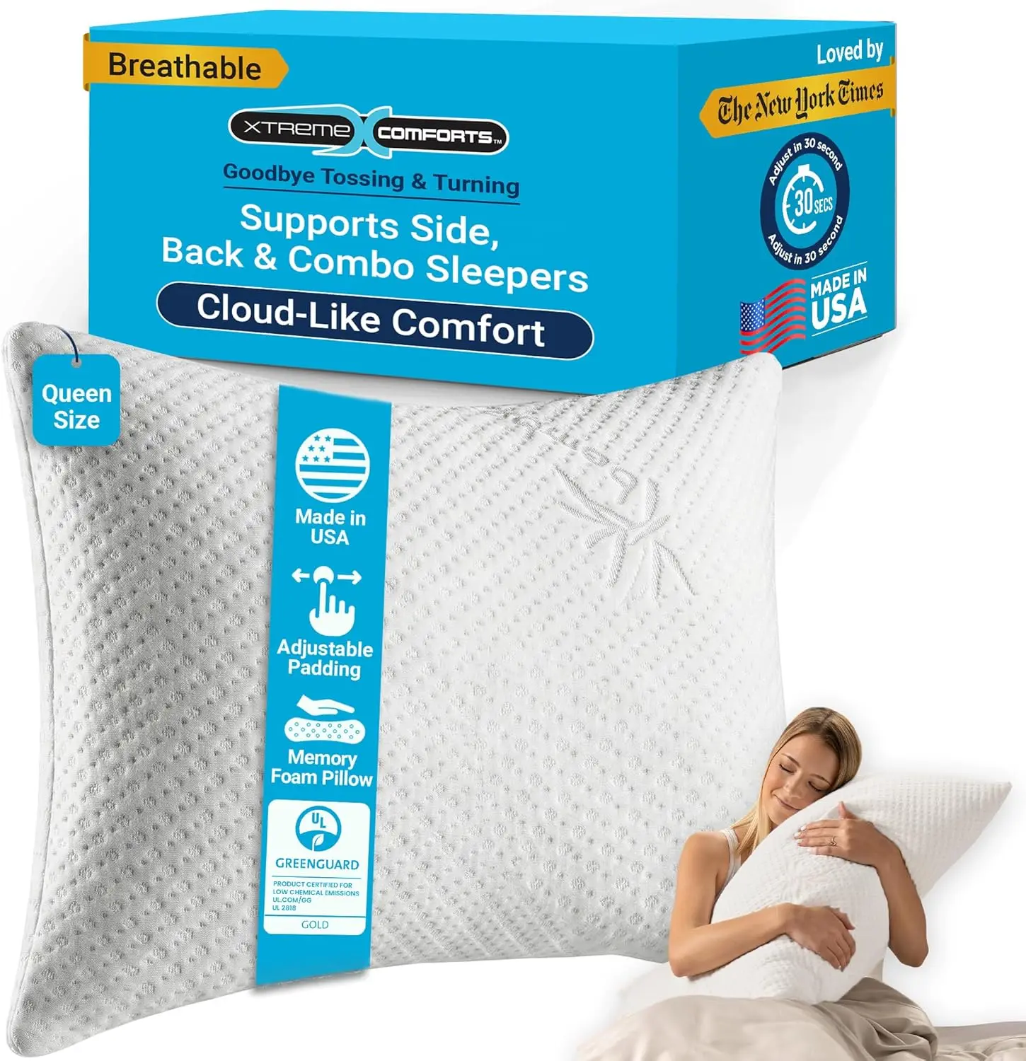 Shredded Memory Foam Pillow with Cooling Cover for Side, Back & Stomach Sleepers, Adjustable, Machine Washable
Shredded Memory Foam Pillow with Cooling Cover for Side, Back & Stomach Sleepers, Adjustable, Machine Washable