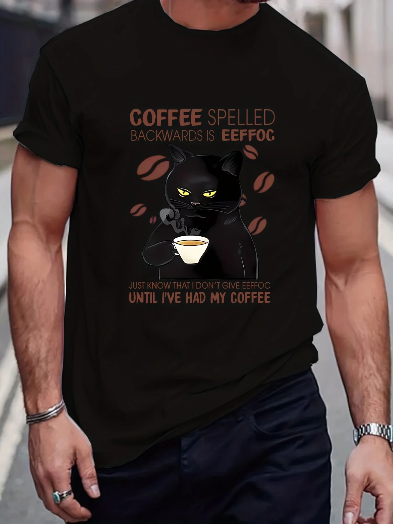 Drinking Coffee Cat & Slogan Pattern Print Men's T-shirt, Graphic Tee Men's Summer Clothes, Men's Outfits
Drinking Coffee Cat & Slogan Pattern Print Men's T-shirt, Graphic Tee Men's Summer Clothes, Men's Outfits