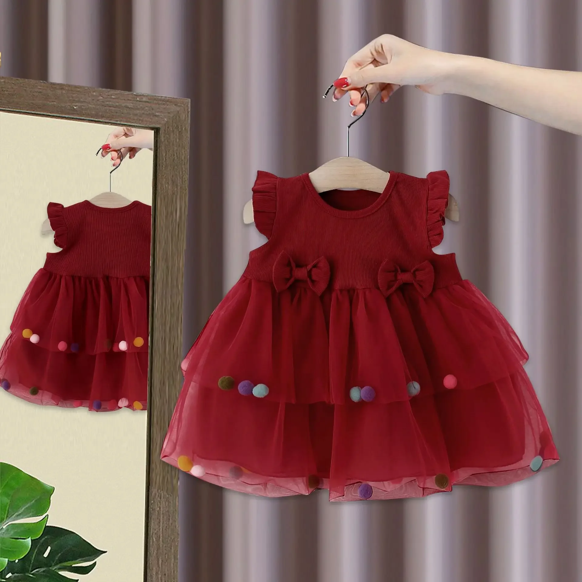 Cute Girls' Summer Pink Princess Dress with Bow and Sphere Decorations - 2025 New Arrival
Cute Girls' Summer Pink Princess Dress with Bow and Sphere Decorations - 2025 New Arrival