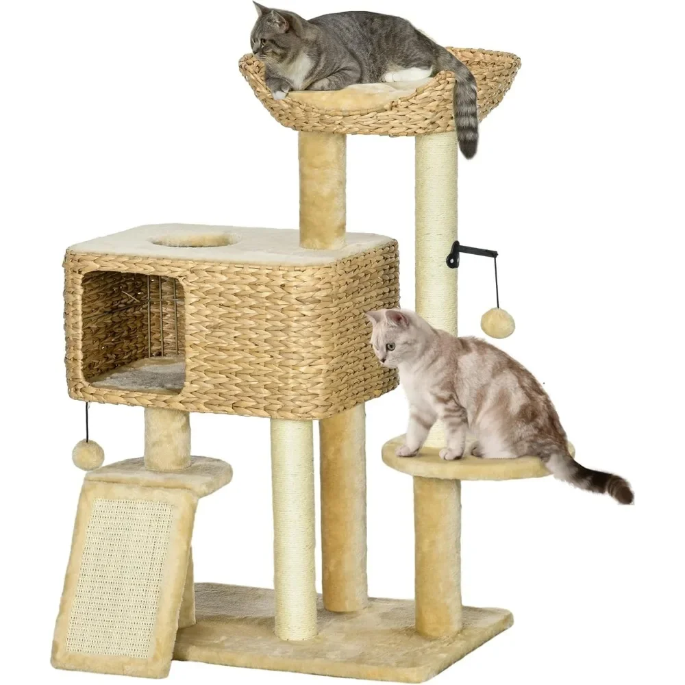 Cat Tree for Indoor Cats, Cat Tower with Scratching Posts, Ramp, Condo, Toy Balls, Platform, Bed, Ramp
Cat Tree for Indoor Cats, Cat Tower with Scratching Posts, Ramp, Condo, Toy Balls, Platform, Bed, Ramp