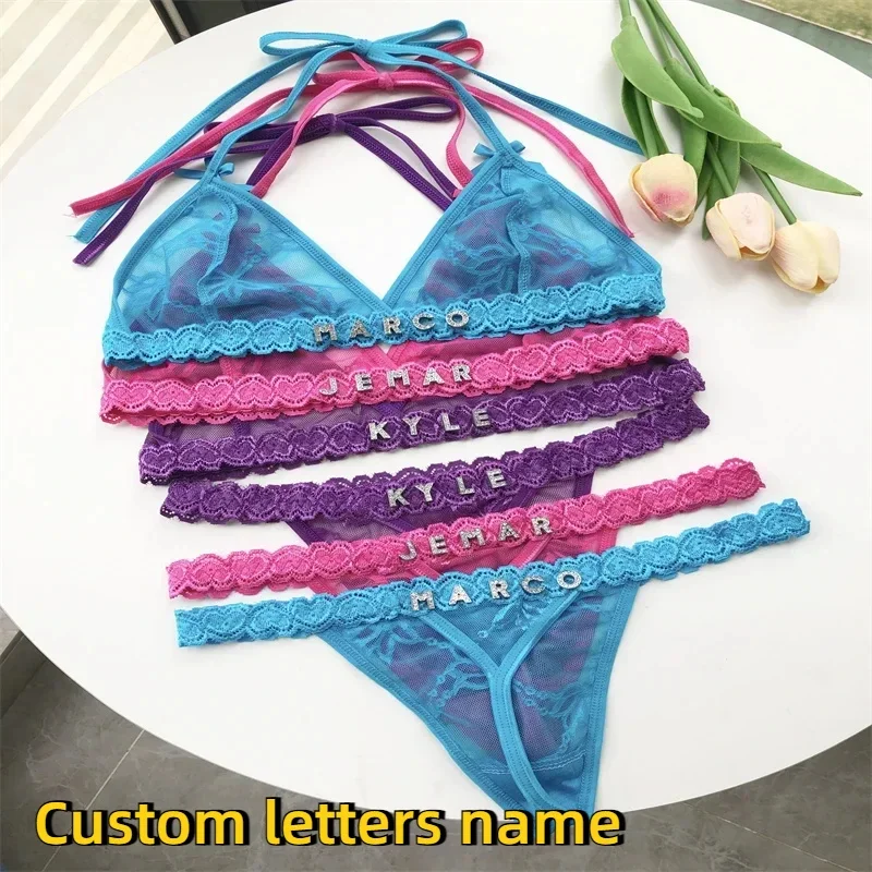 Custom Personalized Letters Name Lingerie Birthdays Anniversaries Gift Bra and Thong Sets Sexy Lace Strap Up Backless Underwear
Custom Personalized Letters Name Lingerie Birthdays Anniversaries Gift Bra and Thong Sets Sexy Lace Strap Up Backless Underwear