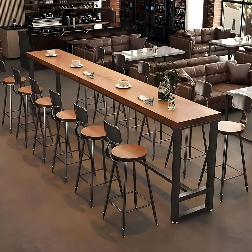 47.2 Solid Wood Industrial Bar Table - Counter Height Dining for Home or Cafe
47.2 Solid Wood Industrial Bar Table - Counter Height Dining for Home or Cafe