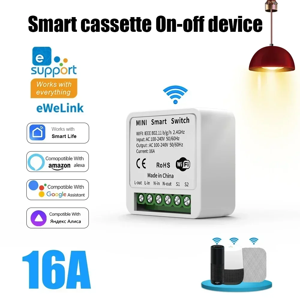 eWelink Wi-Fi Mini Smart Switch 16A DIY Light Switches Управление через приложение Дистанционный таймер работает с приложением eWelink Alexa/Google Home/Salute
eWelink Wi-Fi Mini Smart Switch 16A DIY Light Switches Управление через приложение Дистанционный таймер работает с приложением eWelink Alexa/Google Home/Salute