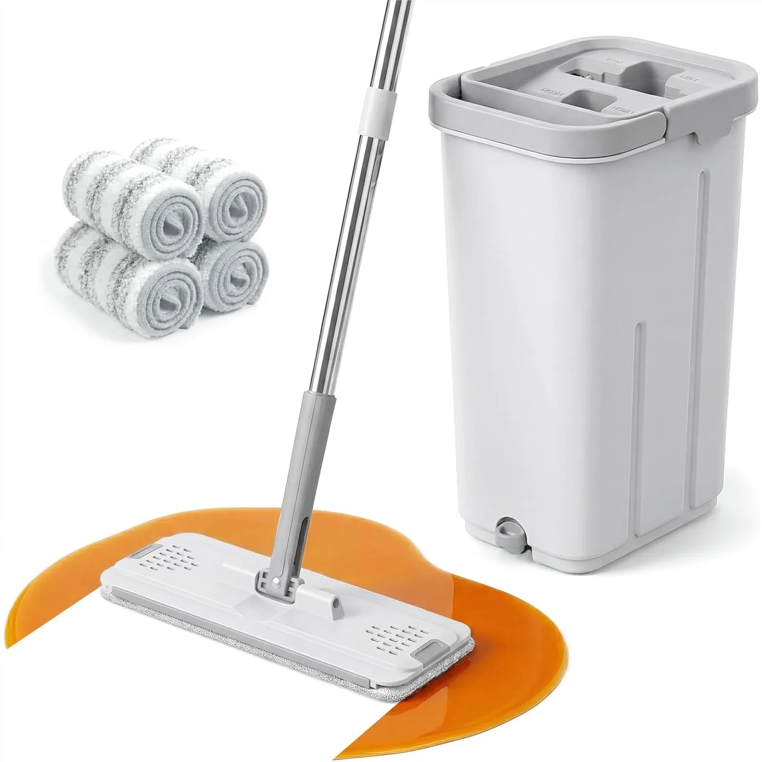 Mop and Bucket Set with Wringer, Wet Dry Floor Mop for Hardwood Tile and Walls, 4 Washable Microfiber Pads Included
Mop and Bucket Set with Wringer, Wet Dry Floor Mop for Hardwood Tile and Walls, 4 Washable Microfiber Pads Included