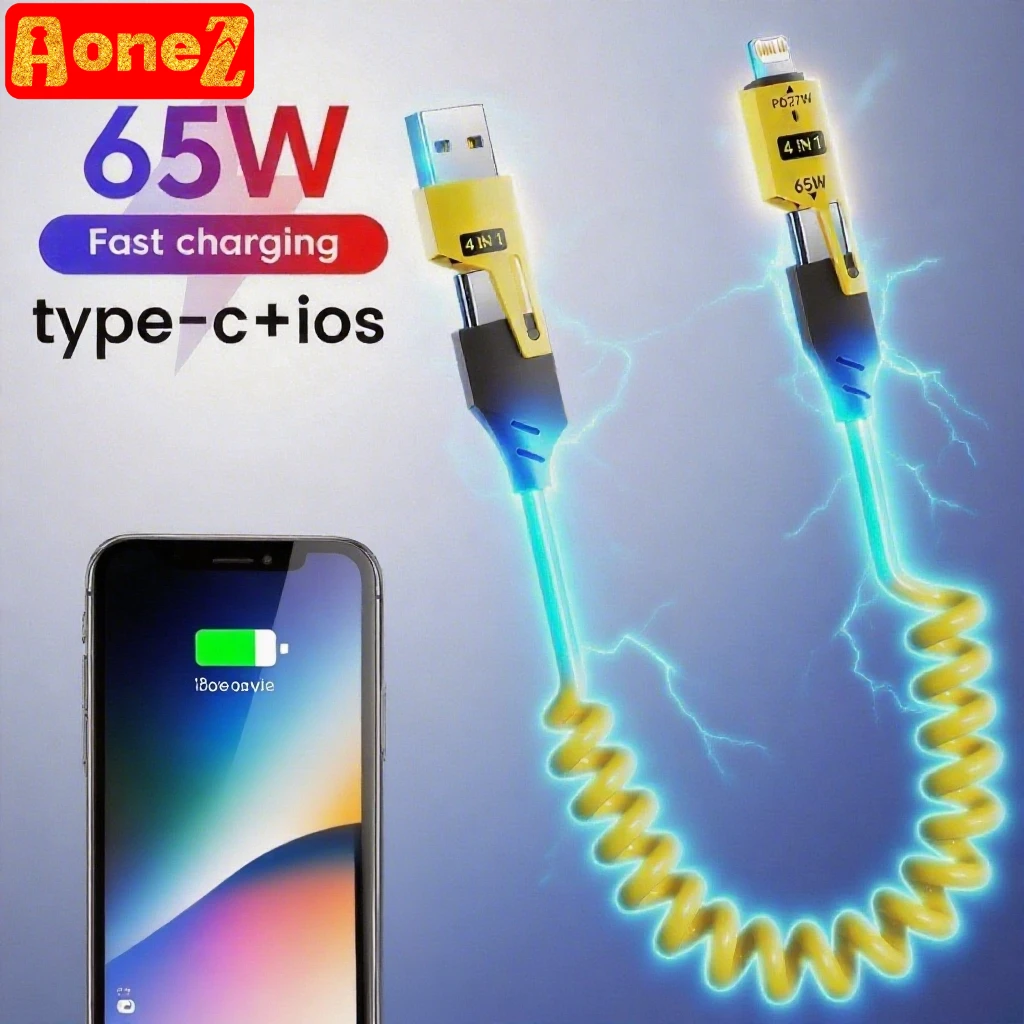 65W Four-in-one USB-C Fast Charging Cable Suitable for IPhone15/14 Samsung Xiaomi PD Zinc Alloy Spring Data Cable AONEZ
65W Four-in-one USB-C Fast Charging Cable Suitable for IPhone15/14 Samsung Xiaomi PD Zinc Alloy Spring Data Cable AONEZ