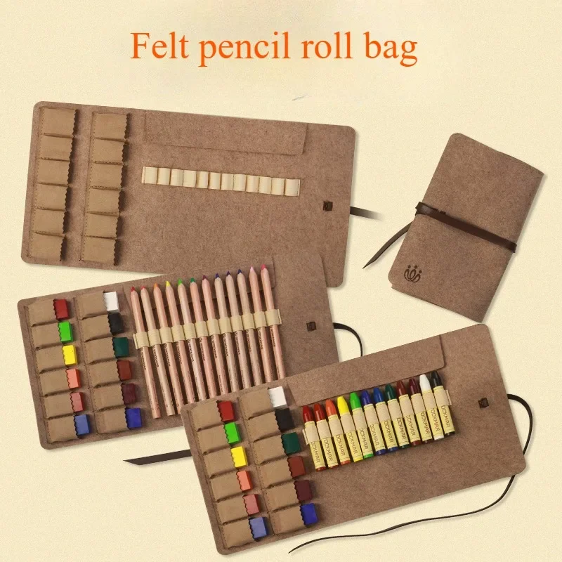 24 Grid Thickened Drop Resistant Felt Roll Pen Bag Art Painting Tools School Supplies Wax Block/colored Lead Storage Pencil Bags
24 Grid Thickened Drop Resistant Felt Roll Pen Bag Art Painting Tools School Supplies Wax Block/colored Lead Storage Pencil Bags