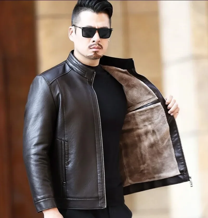 Men Leather Jacket Men's Stand-up Collar Business Casual Fur One-piece Men's Super Soft SE Plush Liner Warm Jacket
Men Leather Jacket Men's Stand-up Collar Business Casual Fur One-piece Men's Super Soft SE Plush Liner Warm Jacket