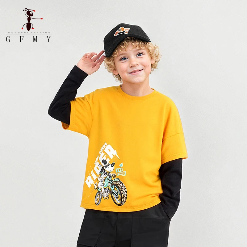 GFMY Boys Cartoon Long Sleeve T-Shirt round Neck Spring Autumn 100% Cotton Casual Top Kids Fake Two-Piece Sweatshirt 3-12 Years
GFMY Boys Cartoon Long Sleeve T-Shirt round Neck Spring Autumn 100% Cotton Casual Top Kids Fake Two-Piece Sweatshirt 3-12 Years
