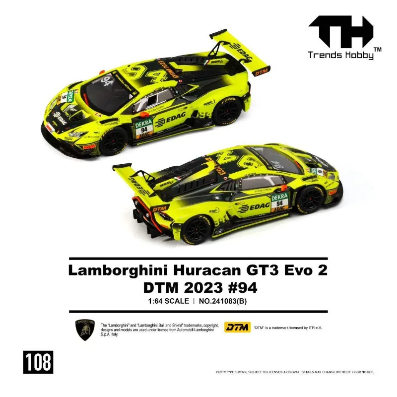 Trence Hobby 1:64 Lamborghini Huracan GT3 EVO2 DTM die-cast alloy car model, a gift toy for friends, an adult collection piece.
Trence Hobby 1:64 Lamborghini Huracan GT3 EVO2 DTM die-cast alloy car model, a gift toy for friends, an adult collection piece.