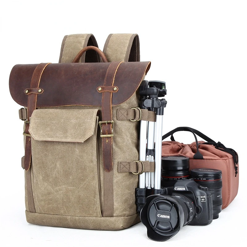 Waterproof SLR Camera Backpack Wax Canvas Bag Large Capacity Multifunctional Canon Nikon Computer Bag SLR Camera Drone Tripod
Waterproof SLR Camera Backpack Wax Canvas Bag Large Capacity Multifunctional Canon Nikon Computer Bag SLR Camera Drone Tripod
