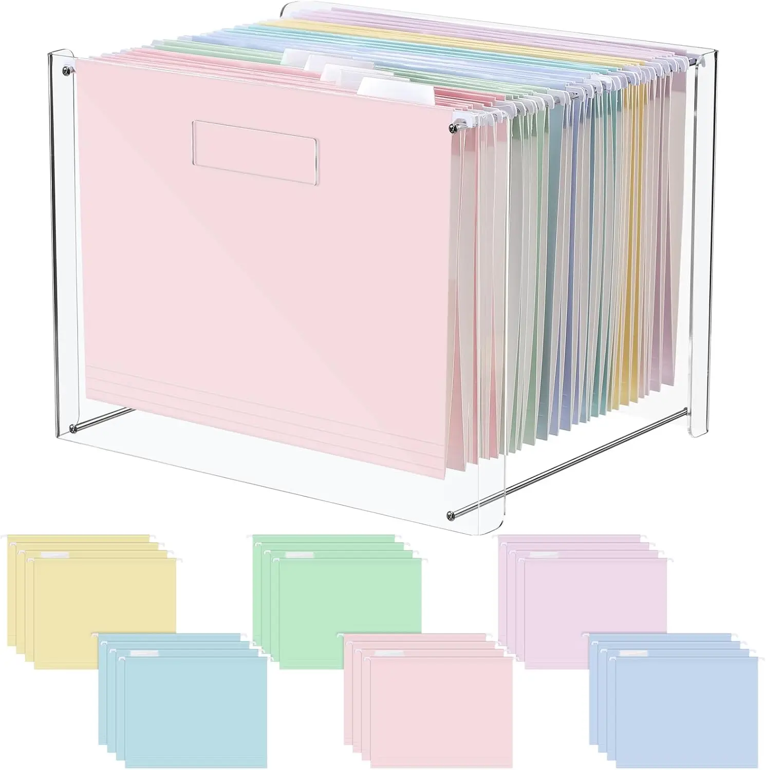 24 Hanging File Folder with Acrylic Organizer, Clear File Storage Box with Handles for Home Office, Letter/A4 Size
24 Hanging File Folder with Acrylic Organizer, Clear File Storage Box with Handles for Home Office, Letter/A4 Size