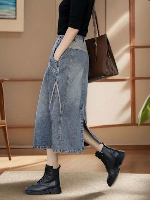 Повседневная джинсовая юбка с высокой талией, А-силуэт, ретро, с эффектом потертости, стройнящая, женская, весна-лето-осень, модная, в корейском стиле
Повседневная джинсовая юбка с высокой талией, А-силуэт, ретро, с эффектом потертости, стройнящая, женская, весна-лето-осень, модная, в корейском стиле