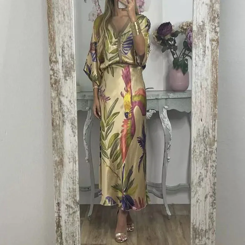 Ladies V Neck Button Top with Long Skirt Outfit Elegant Office Pattern Printed Two Piece Set Fashion Loose High Waist Party Suit
Ladies V Neck Button Top with Long Skirt Outfit Elegant Office Pattern Printed Two Piece Set Fashion Loose High Waist Party Suit