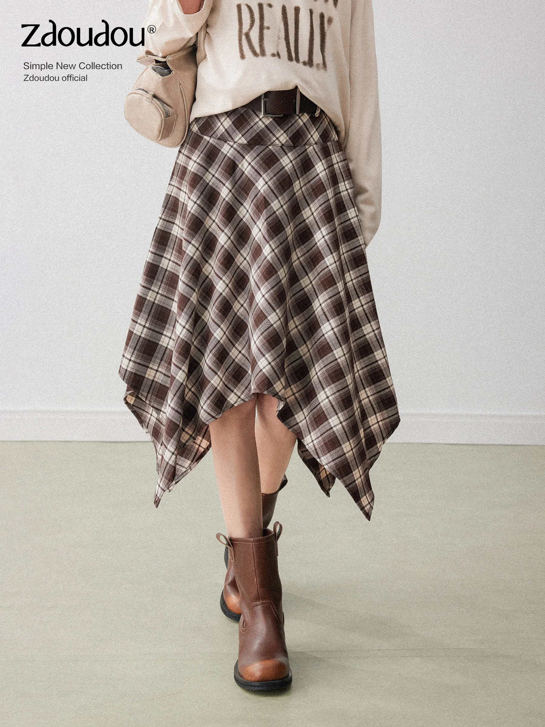 High Waist A-Line Midi Skirt Women's Plaid Coffee Color Asymmetrical Slimming Casual Skirts Spring 2026 New Arrival
High Waist A-Line Midi Skirt Women's Plaid Coffee Color Asymmetrical Slimming Casual Skirts Spring 2026 New Arrival