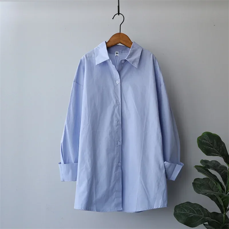 White Blue Blouse Shirt Women Long Sleeve Blouse Cotton 100% Elegant Casual Turn Down Collar Button Up Shirts Oversized Tops
White Blue Blouse Shirt Women Long Sleeve Blouse Cotton 100% Elegant Casual Turn Down Collar Button Up Shirts Oversized Tops