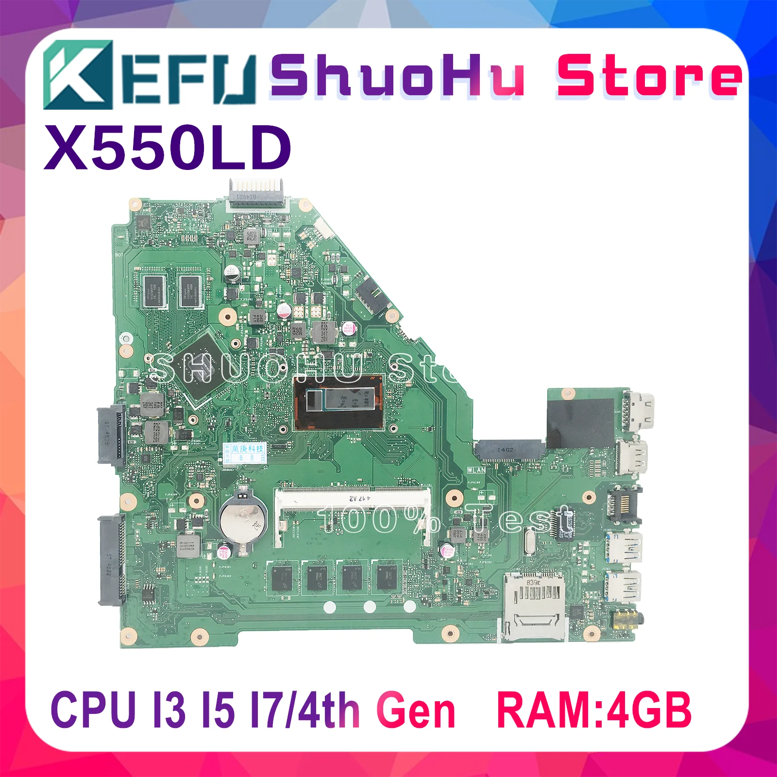 X550LD Laptop Motherboard For ASUS X550LC A550L Y581L W518L X550LN Mainboard I7-4500U I5-4200U I3-4005U 4G-RAM GT720M 100% Test
X550LD Laptop Motherboard For ASUS X550LC A550L Y581L W518L X550LN Mainboard I7-4500U I5-4200U I3-4005U 4G-RAM GT720M 100% Test