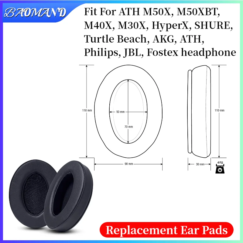 Ear Pads Cushion Cover Earpads for ATH M50X, M50XBT, M40X, M30X, for HyperX Turtle Beach,for AKG, ATH Headset
Ear Pads Cushion Cover Earpads for ATH M50X, M50XBT, M40X, M30X, for HyperX Turtle Beach,for AKG, ATH Headset