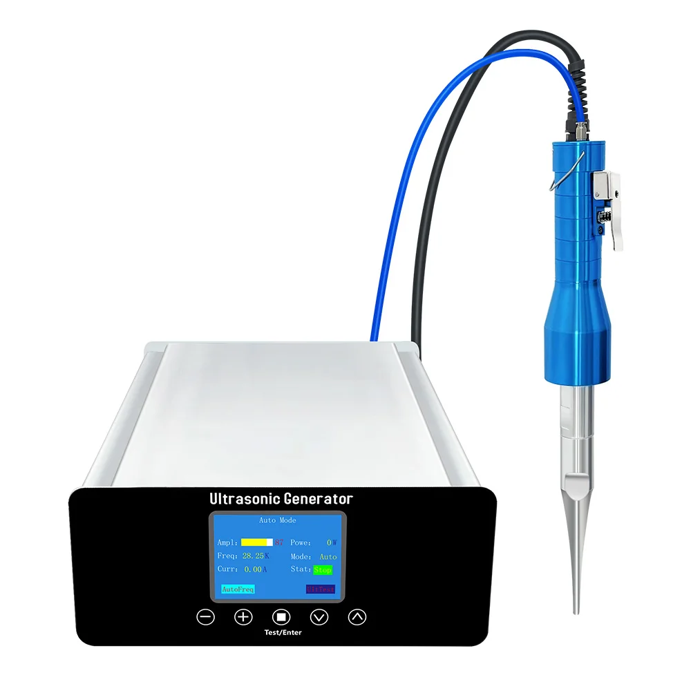 Portable Hand Held 28KHz Ultrasonic Plastic Welder Ultrasonic Spot Welding Machine for Non-woven Fabric Mask
Portable Hand Held 28KHz Ultrasonic Plastic Welder Ultrasonic Spot Welding Machine for Non-woven Fabric Mask